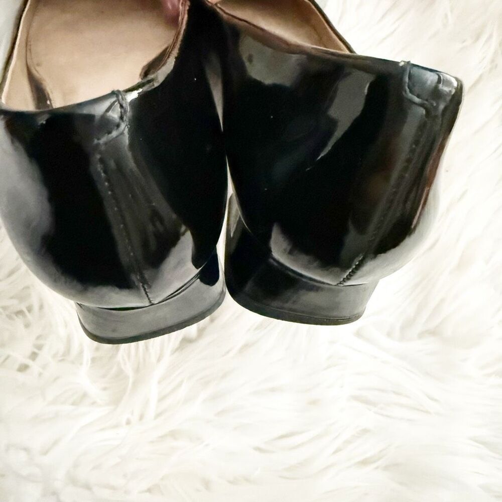 TORY BURCH | Black Patent Leather Gigi Block Heel Pumps Shoes Gold Logo | 8.5 - Picture 4 of 7